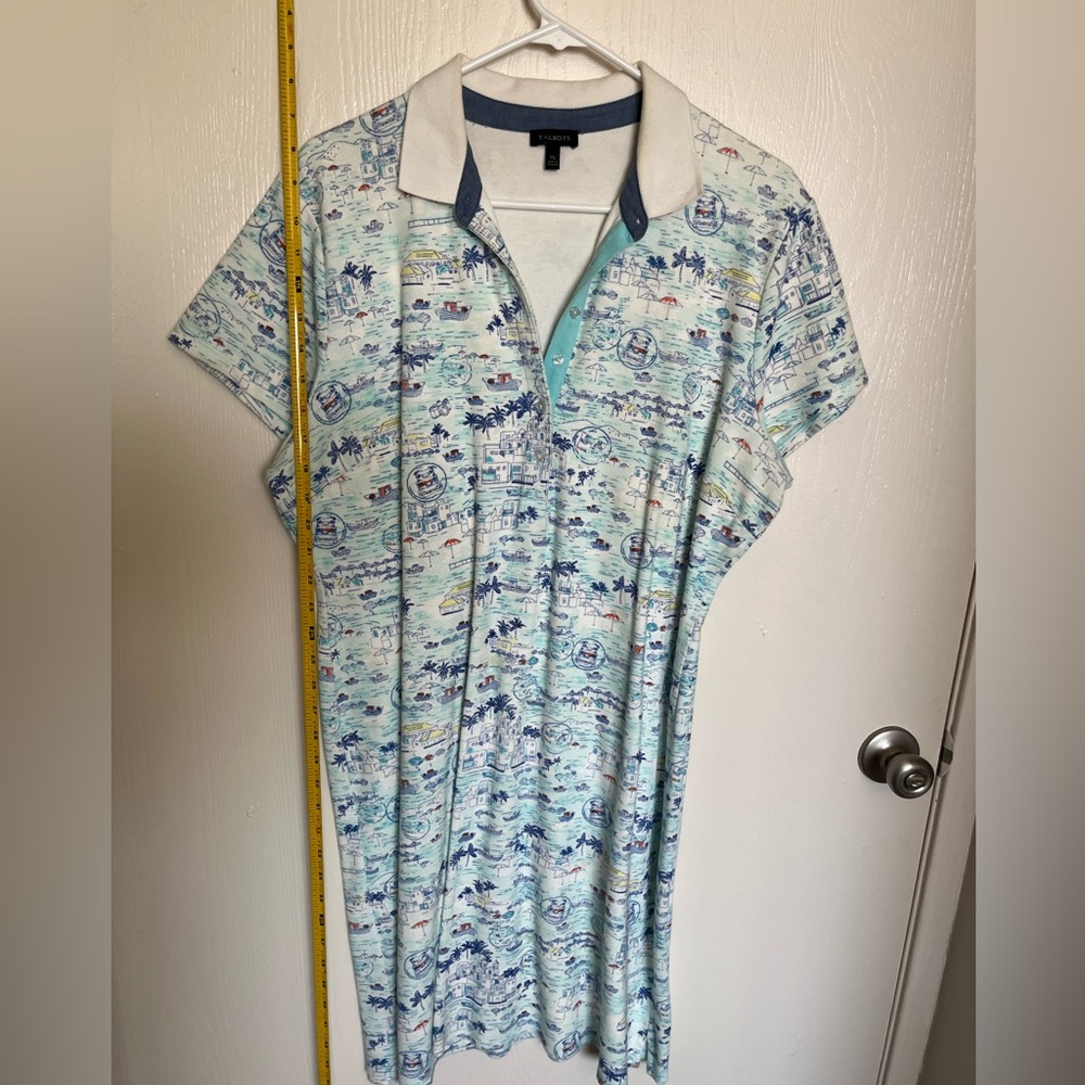 Talbots Polo Dress Women Beachy Boat Print